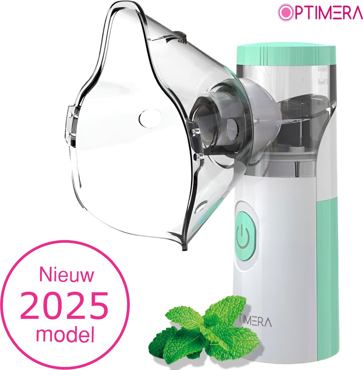 OPTIMERA® - Aerosoltoestel - Inhalator – Nebulizer - Ultrasone Vernevelaar - Inhalatieapparaat voor Kinderen, Volwassenen & Baby’s - Helpt tegen Luchtwegaandoeningen - 2024 Model - Incl. 3 mondstukken