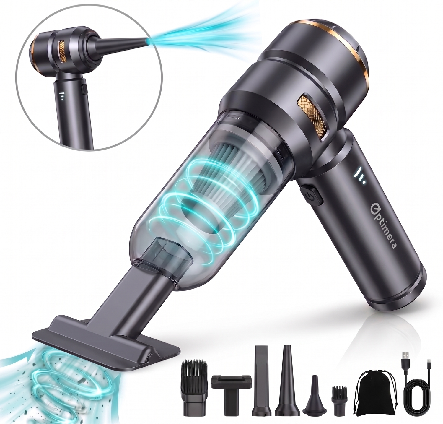 OPTIMERA® 2 in 1 Kruimeldief & Auto stofzuiger