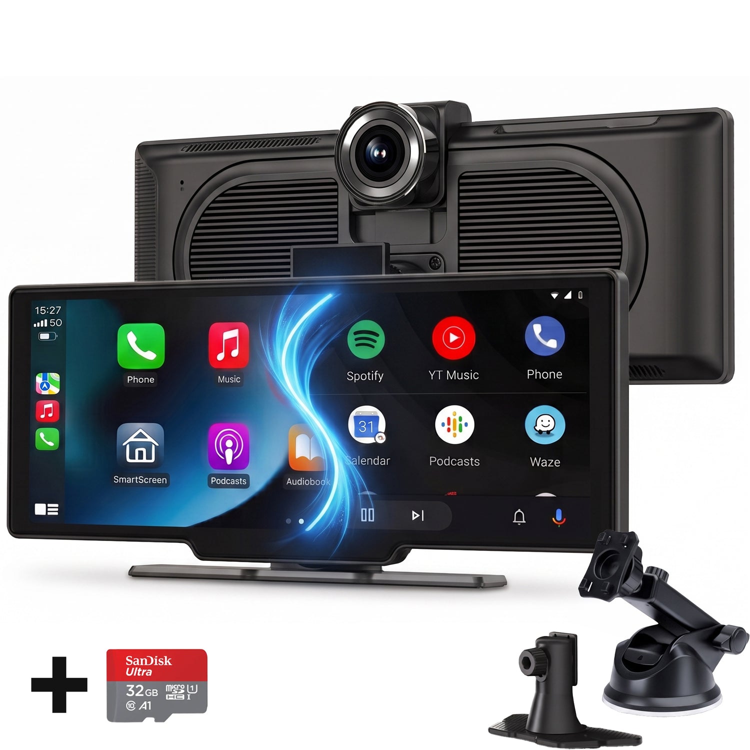 OPTIMERA® CarPlay Scherm 10 Inch - 4K Dashcam - Inclusief SD-Kaart - Apple CarPlay & Android Auto (Draadloos)