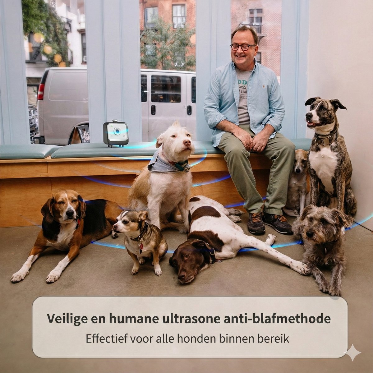 OPTIMERA® premium anti blaf apparaat veilige en humane ultrasone anti-blafmethode – effectief voor alle honden binnen bereik