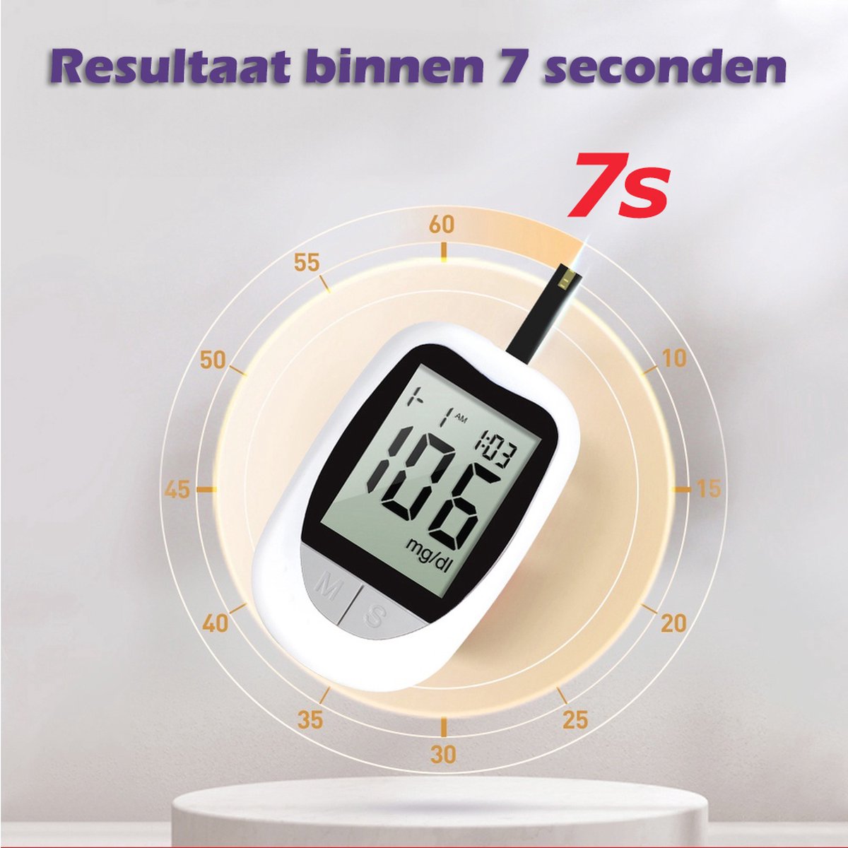 OPTIMERA® - Glucosemeter - Bloedsuikermeter - Incl. 50 Test Strips en 50 Lancetten - Bloedglucosemeter - Diabetes Meter - Startpakket (Model KH-100) - Volledige Set