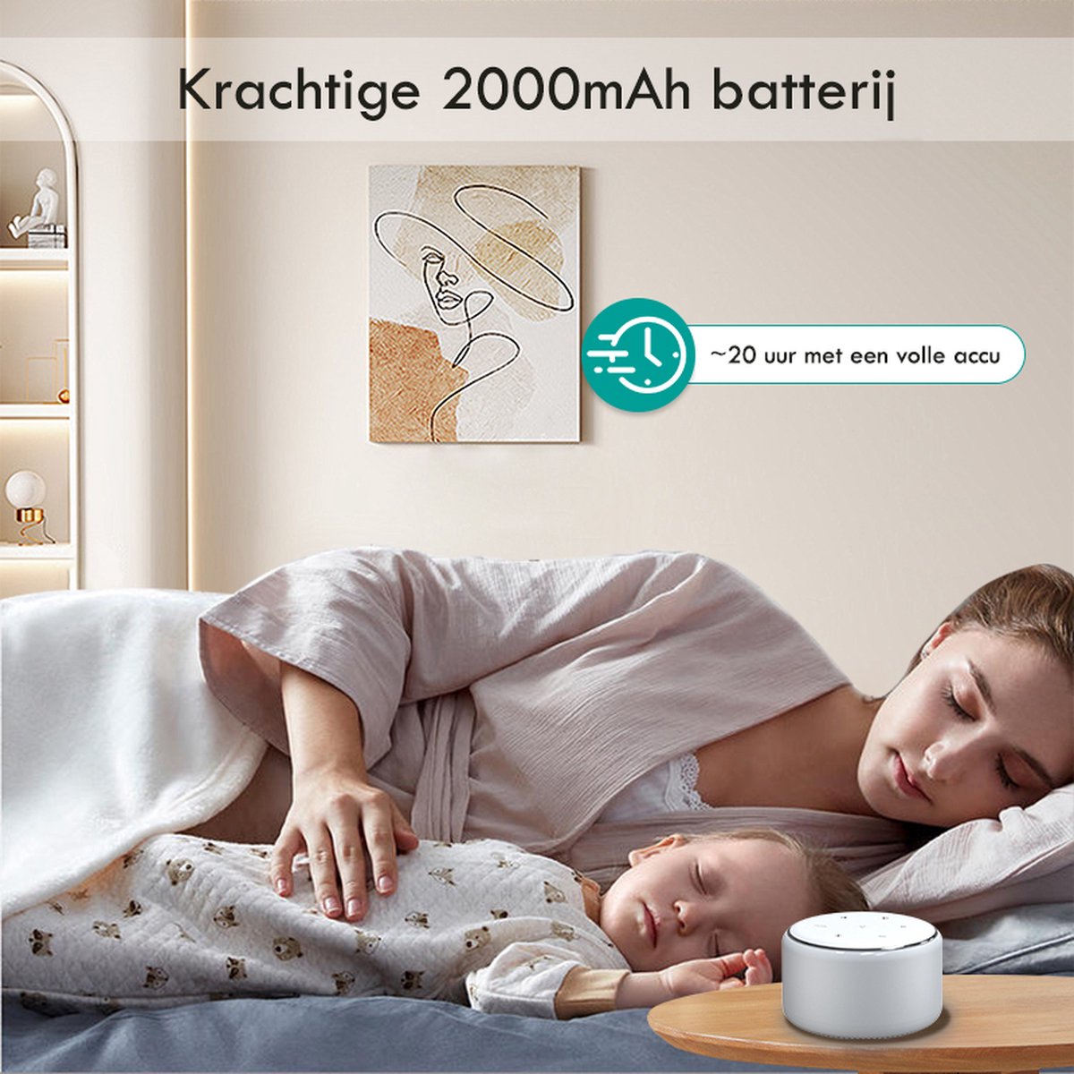 OPTIMERA® - Premium White Noise Machine Baby - Witte Ruis - Nachtlamp - Slaaphulp - Slaaptrainer - 34 Geluiden - 9 Kleuren & Warme Verlichting